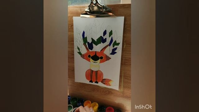 Лисенок в костюме индейца. Рисуем гуашью. Рисование для детей и вместе с детьми. смотреть онлайн