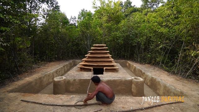 Build Swimming Pool Around Underground Temple House by Ancient Skill смотреть онлайн