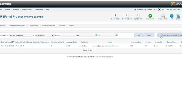 Reviewing form submissions within RSForms in Joomla 2.5 смотреть онлайн