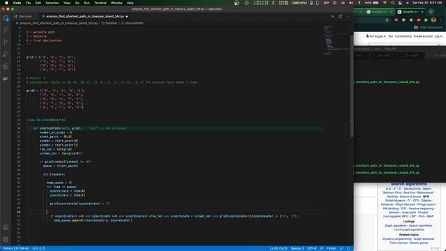 Amazon Interview Question: Find shortest path in treasure island - Python solution смотреть онлайн