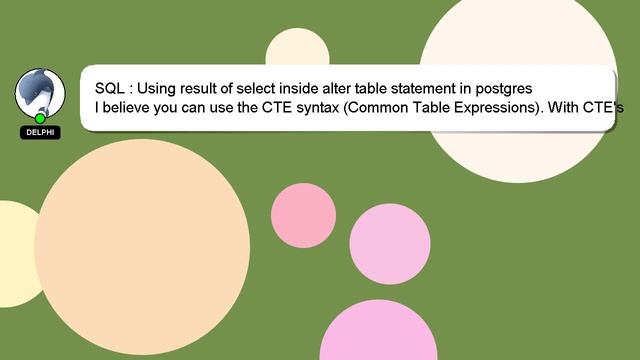 SQL : Using result of select inside alter table statement in postgres смотреть онлайн