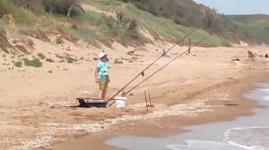 ловим на азовском море пеленгаса кефаль Лобня . кучугуры дикий пляж