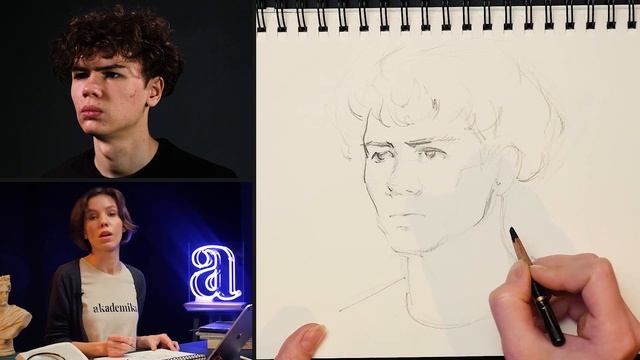 «ПОРТРЕТНЫЙ НАБРОСОК» Практический видео-урок от Евгении Банник | Онлайн-школа Akademika смотреть онлайн