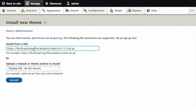 Drupal 8 User Guide: 11.5. Downloading and Installing a Theme from Drupal.org смотреть онлайн