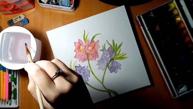 Рисую лесные цветы на лесной марафон 3. // draw watercolor sketch flowers || цветы акварелью. смотреть онлайн