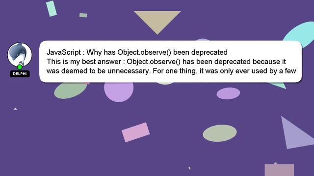 JavaScript : Why has Object.observe() been deprecated смотреть онлайн