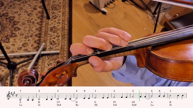 Violin: A Major scale, Play through (♩ = 80) STUDENT смотреть онлайн