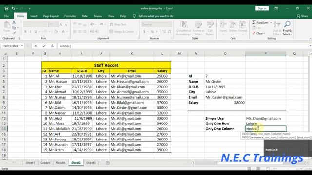 26-More about index( ) function in MS-Excel 2019 | NEC Trainings | Ms-Excel 2019 смотреть онлайн