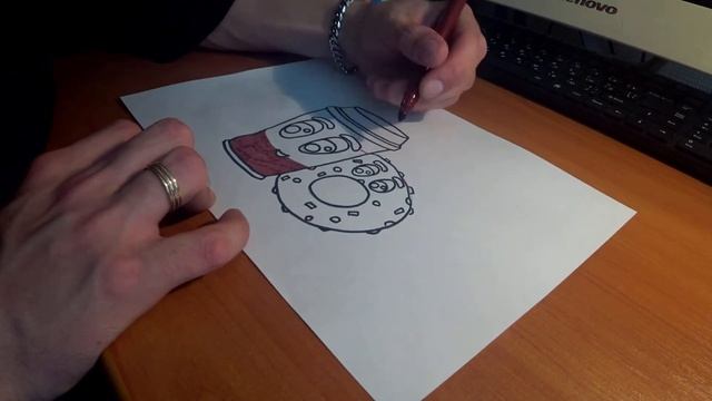 Рисунок Весёлых Кофе и Пончика! смотреть онлайн