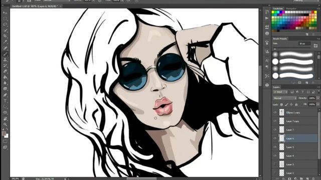 Процесс рисования девушки в Adobe Photoshop смотреть онлайн