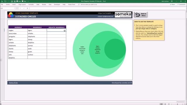 Venn Diagram Template | Create Venn Diagram In Excel!