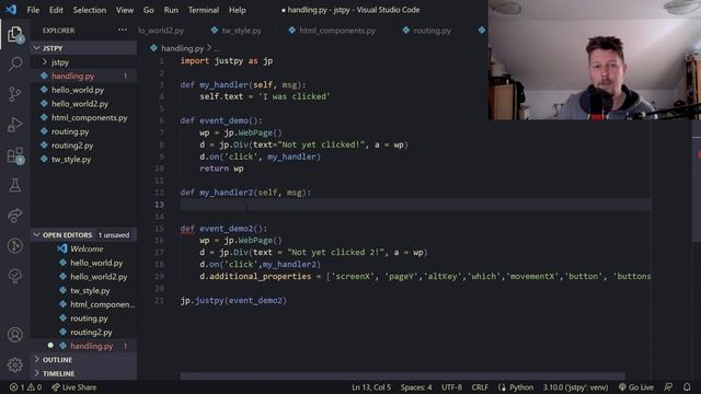 Python - JustPy - Event handlers смотреть онлайн