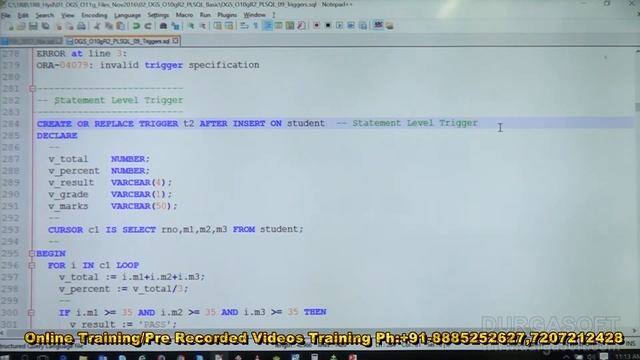 OracleTutorial || onlinetraining|| pl/sql ||Triggers Part-4 by Basha смотреть онлайн