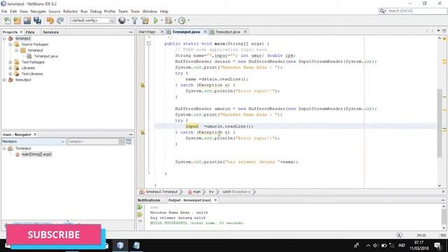 Contoh Input BufferedReader dengan Pemrograman Java смотреть онлайн