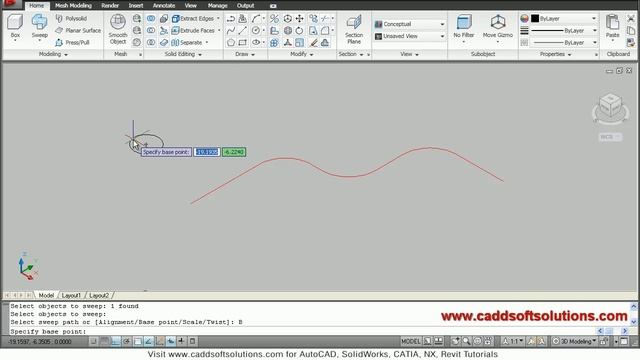 AutoCAD 3D Sweep Command Tutorial | AutoCAD 2010 смотреть онлайн