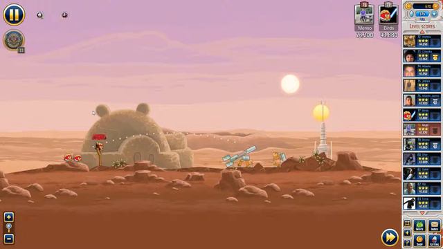 Angry Birds Star Wars Facebook Tatooine Level 1 High Score 44k no PU смотреть онлайн
