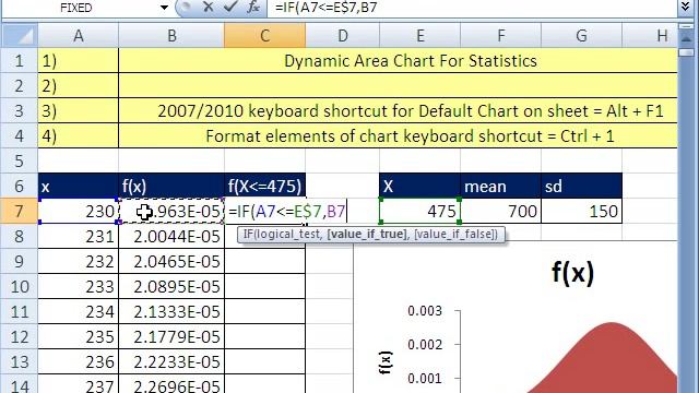 Excel Dynamic Chart #11: Dynamic Area Chart with IF Function - Normal Distribution Chart Statistics смотреть онлайн