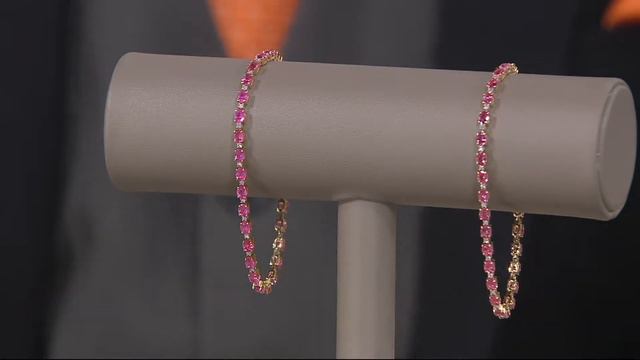 Hot Pink Spinel & Diamond Tennis Bracelet 14K Gold on QVC смотреть онлайн