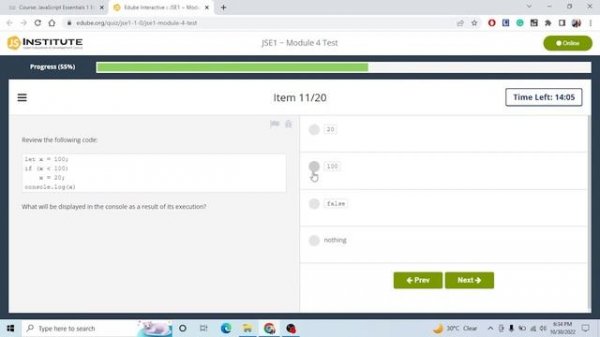 Java Script Essentials Module 4 Exam
