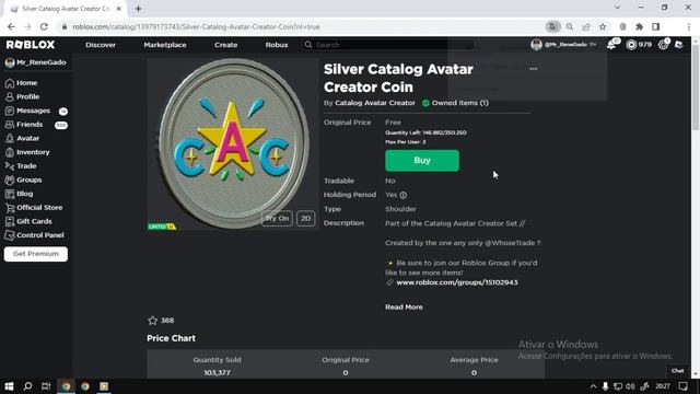 Como Ganhar o item [Silver Catalog Avatar Creator Coin] Roblox смотреть онлайн