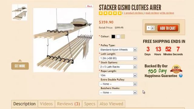 Stacker Gismo Clothes Airer - Ceiling Mounted Clothes Airers смотреть онлайн