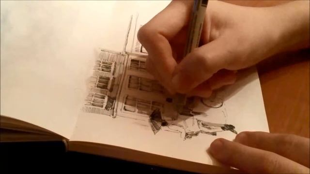 Speed multiliner drawing / Быстрое рисование Снежная улица смотреть онлайн