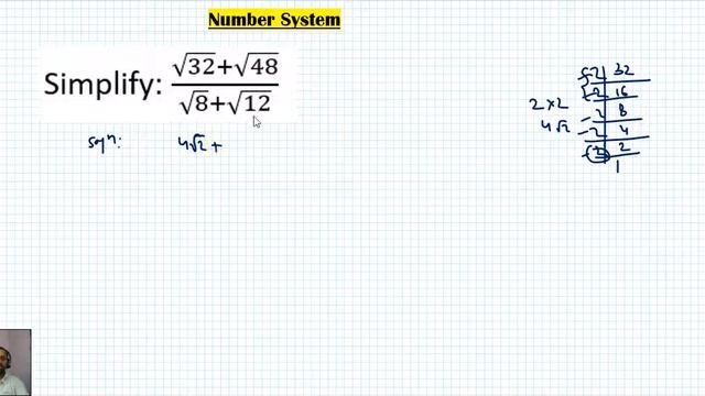 Simplify: (√32+√48)/(√8+√12) смотреть онлайн