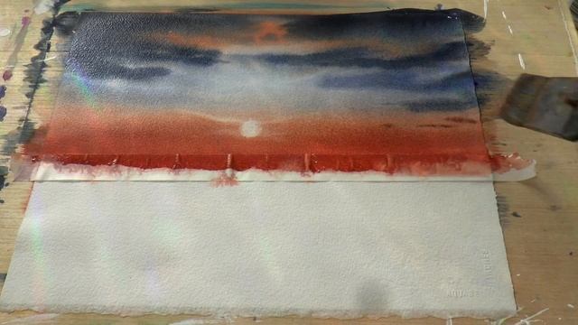 Как написать Закат на озере акварелью. The sunset on the lake. Limited palette смотреть онлайн