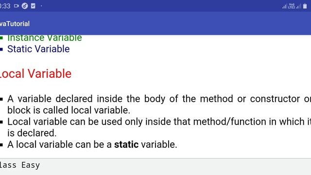 Types of Variables in Java - Local, Static and Instance variables in Java - Variables in Java смотреть онлайн
