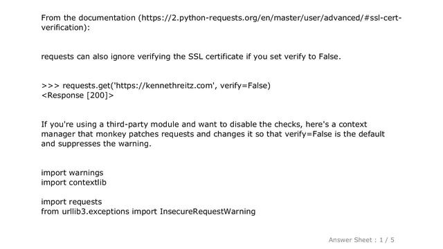 PYTHON : How do I disable the security certificate check in Python requests смотреть онлайн