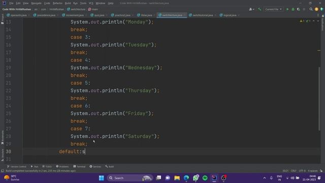 Java Tutorial: Switch Case, Break, Default in Java (Hindi) | Code With HritikRoshan | смотреть онлайн