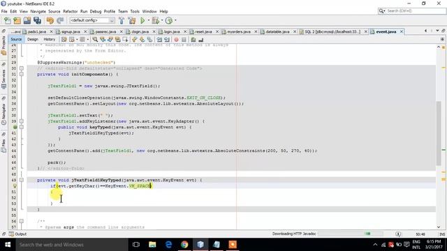 HOW TO RESTRICT USER FROM ENTERING SPACE CHARACTER IN JAVA NET BEANS? смотреть онлайн