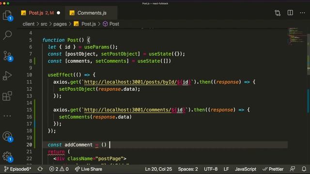Full Stack Web Development Course [7] | ReactJS, NodeJS, MySQL - Comment Section in React смотреть онлайн