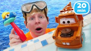 Ремонт машин: Мэтр утонул в бассейне и другое! Игрушки Тачки и развивающие видео про машинки