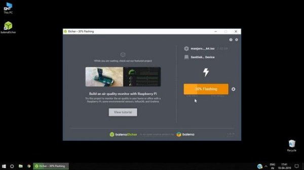 Create Manjaro Linux bootable Flash drive using Balena Etcher software on Windows