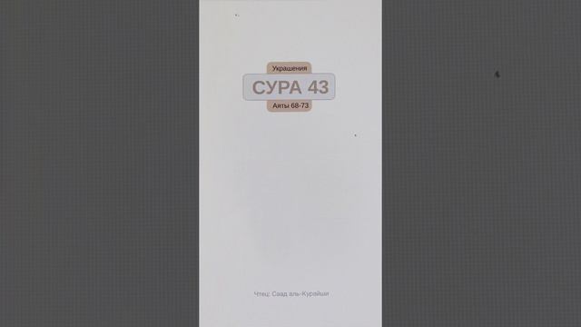 Сура Аз-Зухуф. Сорок третья сура Корана. Сура Мекканская. Стоит из 89 аятов. Джуз /хизб: 25/49, 5 смотреть онлайн