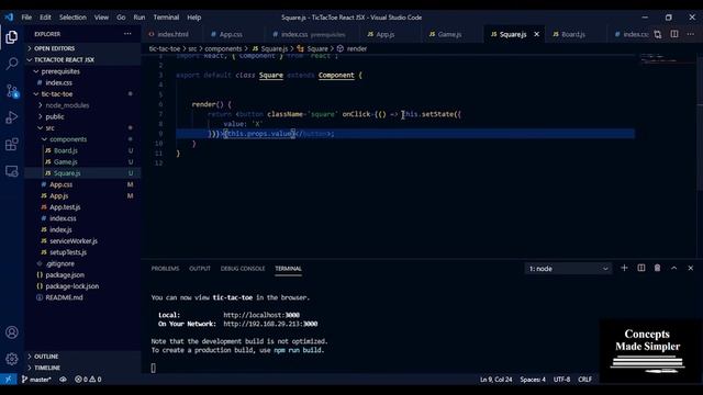 Learn React JS Basics using Tic Tac Toe Game - Add Functionality to Board Component & Lifting State смотреть онлайн