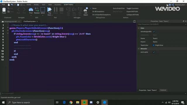 Roblox Studio How to make a Team Change system via Chat смотреть онлайн