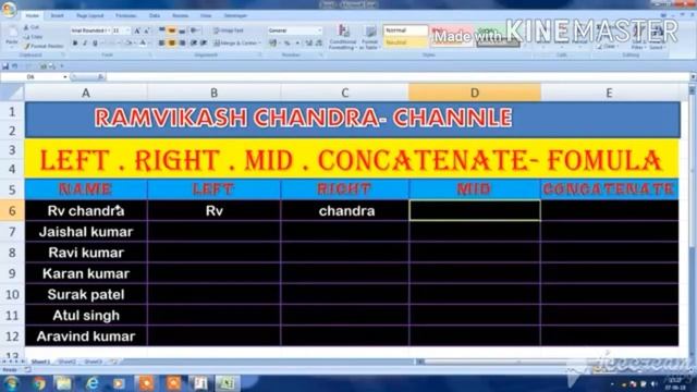 LEFT , RIGHT , MID , CONCATENATE , FORMULA IN EXCEL BY RV CHADNRA 2020 смотреть онлайн