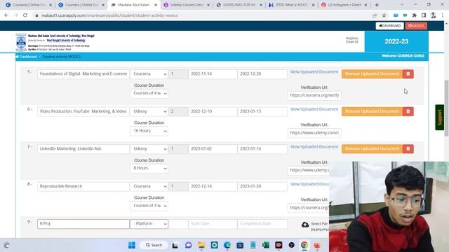 MAKAUT MOOCs Self Submission in Student Portal 2023 | Certificate Points MOOCS Upload Process смотреть онлайн