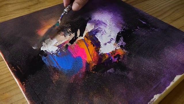 How to Draw Colorful Abstract Painting / Light In The Dark / Sponge & Palette Knife / Satisfying смотреть онлайн