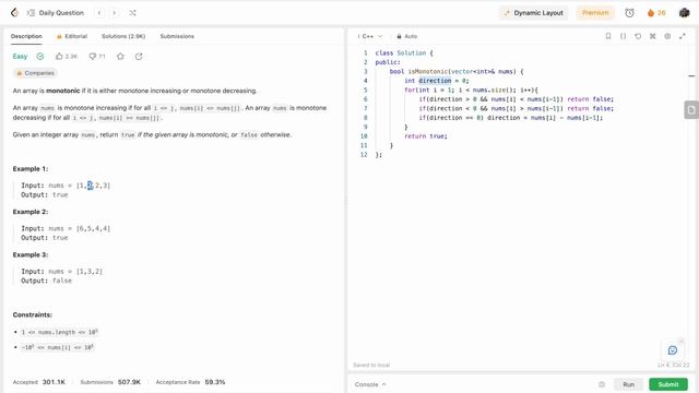 LeetCode 896.✅ Monotonic Array C++ Straightforward Approach смотреть онлайн