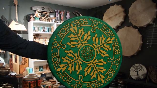 Tambourine 18" Siberian Shamanic Oak leaf / www.shamanic.ru смотреть онлайн