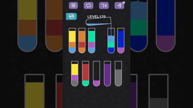 Water Sort Puzzle Level 129#gameandroid #gameplay
