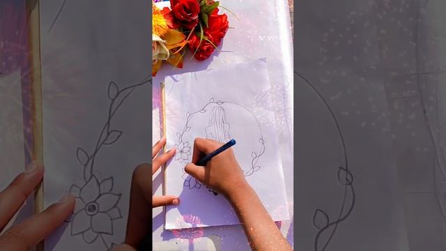 ??Easy Back side girl sketch???with Hidden Face in circle frame ???♥️♥️♥️♥️#trending #arttutorial ? смотреть онлайн