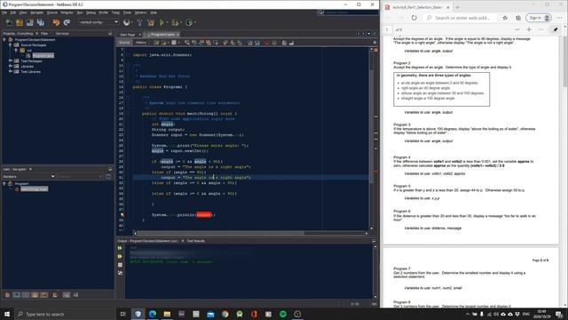 Java Tutorial: How to use an If Statement to determine ACUTE, OBTUSE, STRAIGHT, RIGHT Angle Part 2 смотреть онлайн