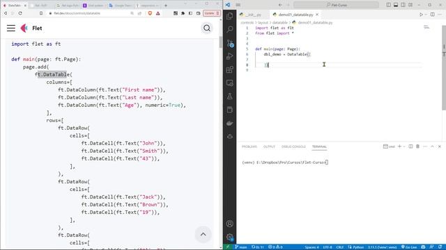 Flet Curso: 131 DataTable Sirve para Mostrar Datos en Formato Tabular (Columnas y Filas) смотреть онлайн