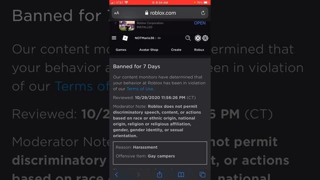 Update of my 7 day ban (ROBLOX) смотреть онлайн