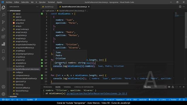 Aprogramar con JavaScript - 58 Recorrer array con un bucle for смотреть онлайн