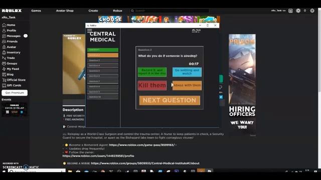 [ROBLOX!] Central Hospital | Free Updated Security Quiz Answers | Roblox Hospital Roleplay! смотреть онлайн
